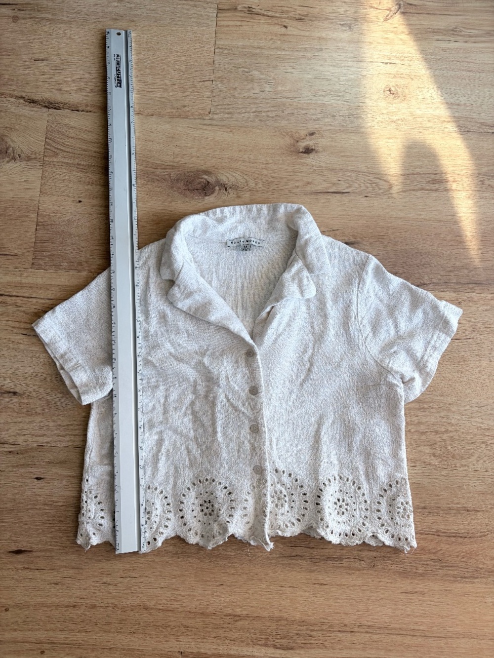 Haute Monde Short Sleeve Cropped Button Up Summer Top